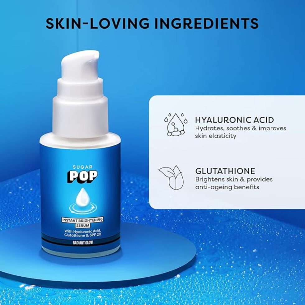 SUGAR POP Instant Brightening Serum with Hyaluronic Acid and Glutathione